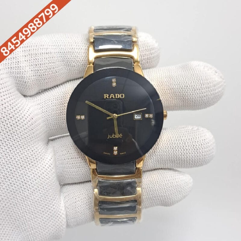 Rado Centrix Gold & Black Ceramic Swiss Watch