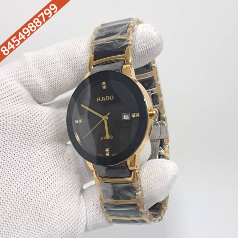 Rado Centrix Gold & Black Ceramic Swiss Watch - Image 2