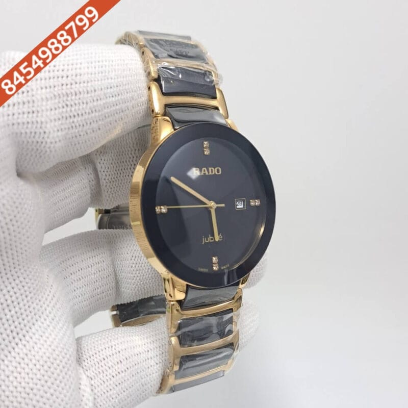 Rado Centrix Gold & Black Ceramic Swiss Watch - Image 3