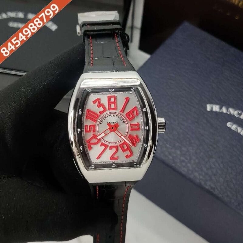 Franck Muller Vanguard Crazy Hours Silver Dial Red Marker Swiss Automatic Watch