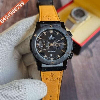 Hublot Classic Fusion Chronograph Black Dial Brown Leather Strap Watch