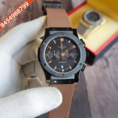 Hublot Classic Fusion Chronograph Black Dial Brown Rubber Strap Watch