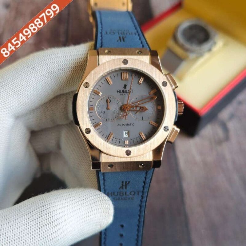 Hublot Classic Fusion Chronograph Grey Dial Blue Leather Strap Watch