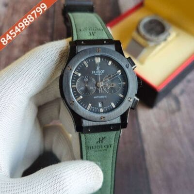 Hublot Classic Fusion Chronograph Grey Dial Green Leather Strap Watch