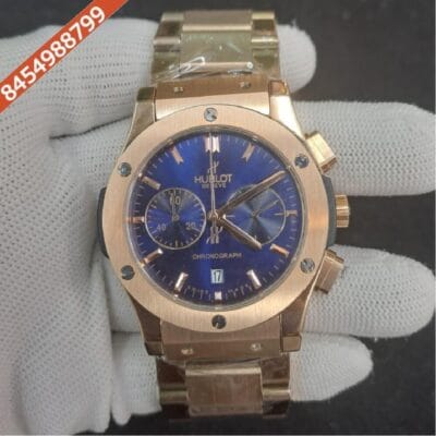 Hublot Classic Fusion Chronograph Rose Gold Blue Dial Watch