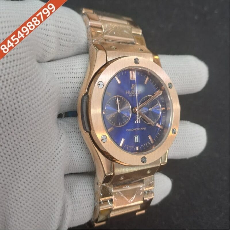 Hublot Classic Fusion Chronograph Rose Gold Blue Dial Watch - Image 2