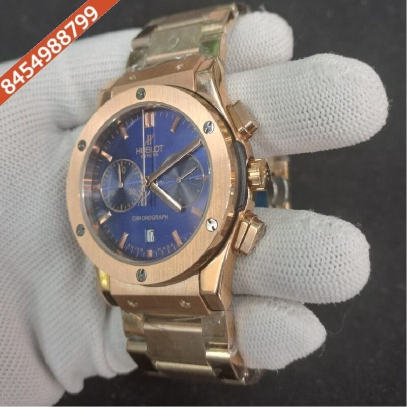 Hublot Classic Fusion Chronograph Rose Gold Blue Dial Watch - Image 3