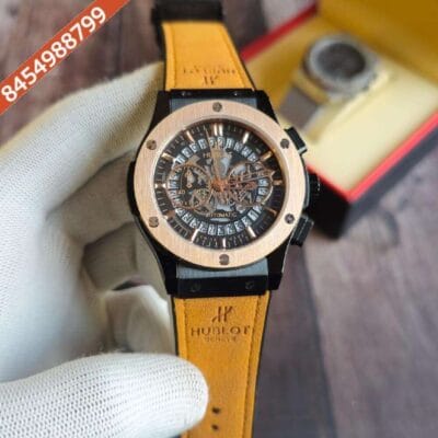 Hublot Classic Fussion Chronograph Rose Gold Leather Strap Watch