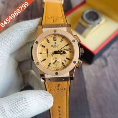 Hublot Vendom 3 Chronograph Gold Leather Strap Watch