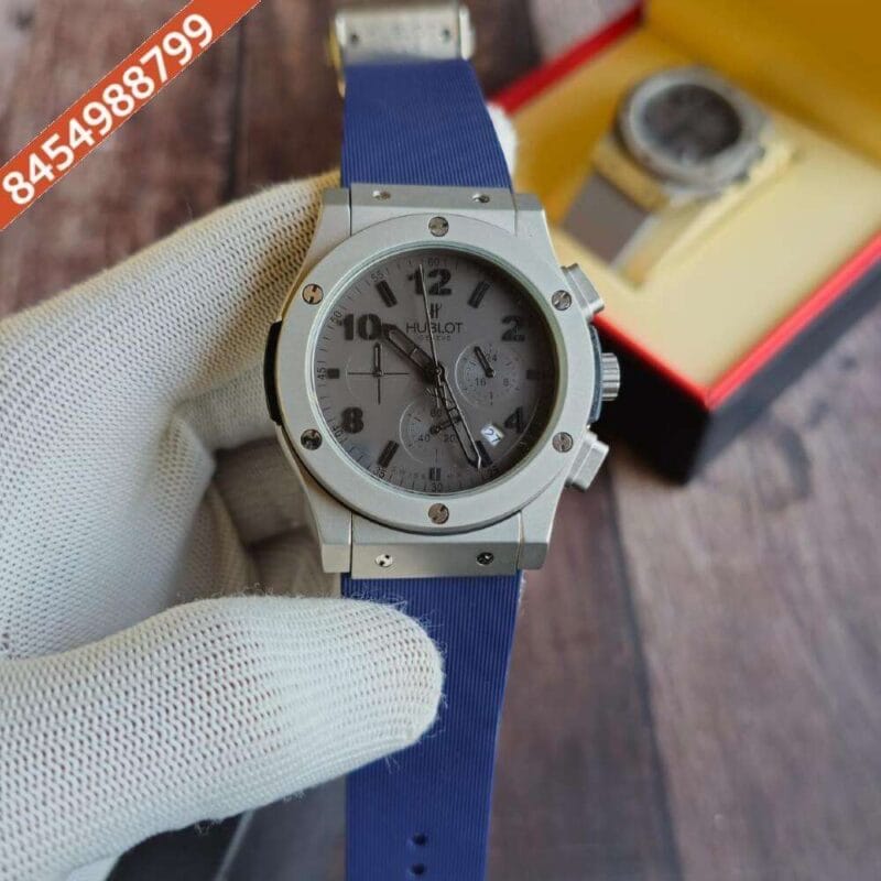 Hublot Vendom 3 Chronograph Grey Dial Blue Rubber Strap Watch