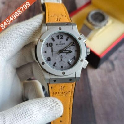 Hublot Vendom 3 Chronograph Grey Dial Orange Leather Strap Watch