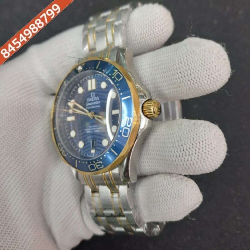 Omega Seamaster Diver Professional Gold Dual Tone Blue Dial Swiss Automatic Watch - Image 3