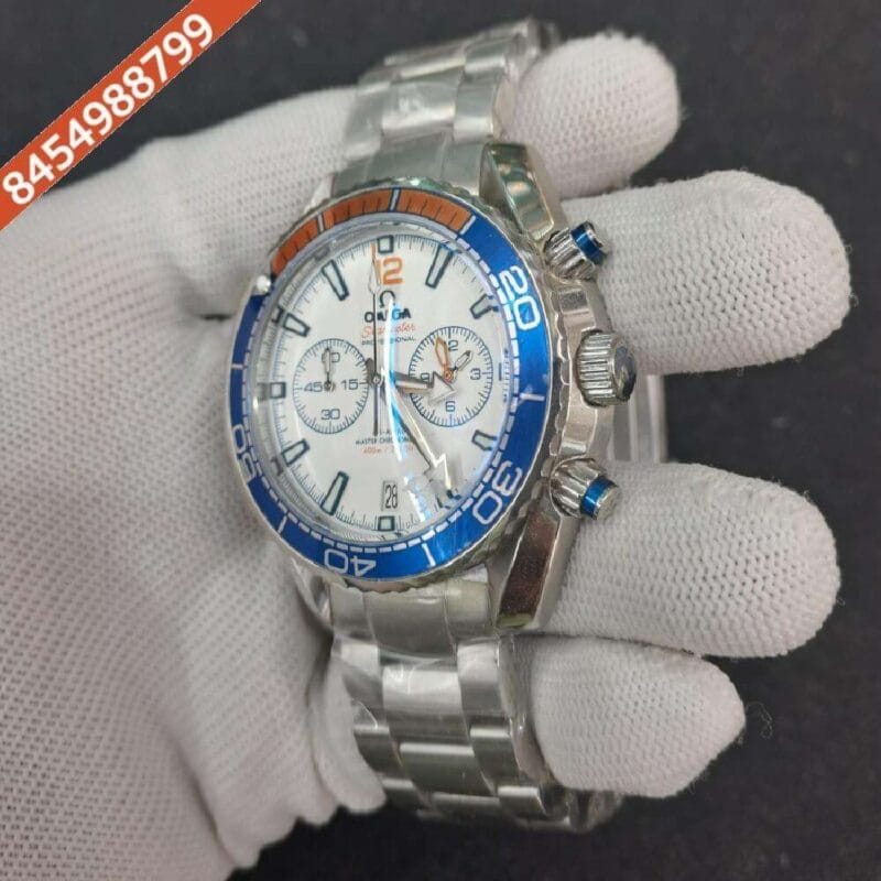 Omega Seamaster Planet Ocean Chronograph White Dial Swiss Watch - Image 2