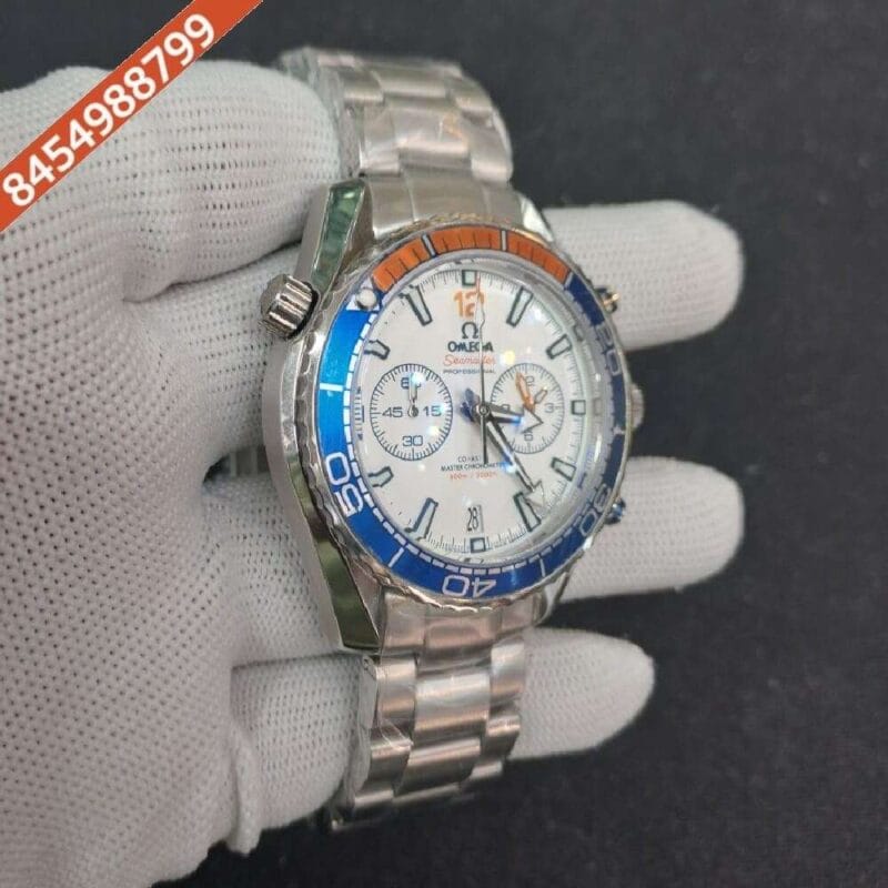 Omega Seamaster Planet Ocean Chronograph White Dial Swiss Watch - Image 3