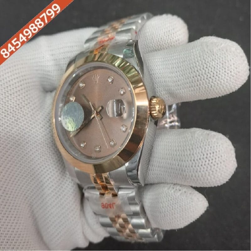 Rolex Date -Just Diamond Marker Dual Tone Brown Dial Swiss Automatic Watch - Image 3