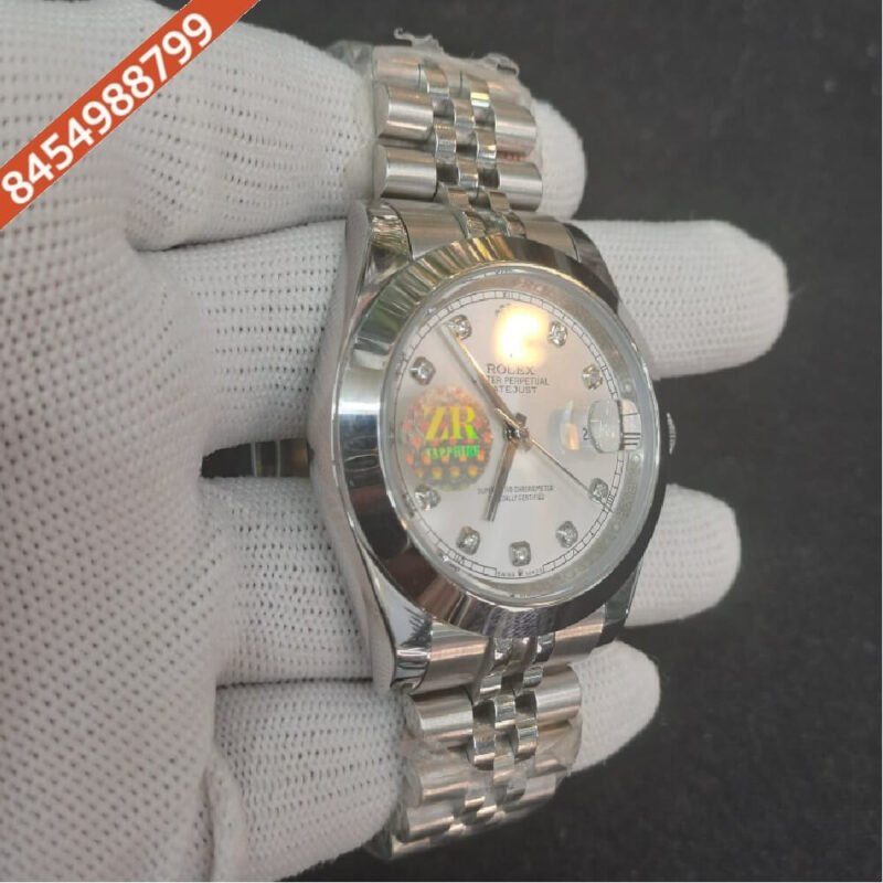 Rolex Date -Just Diamond Marker White Dial Swiss Automatic Watch - Image 3