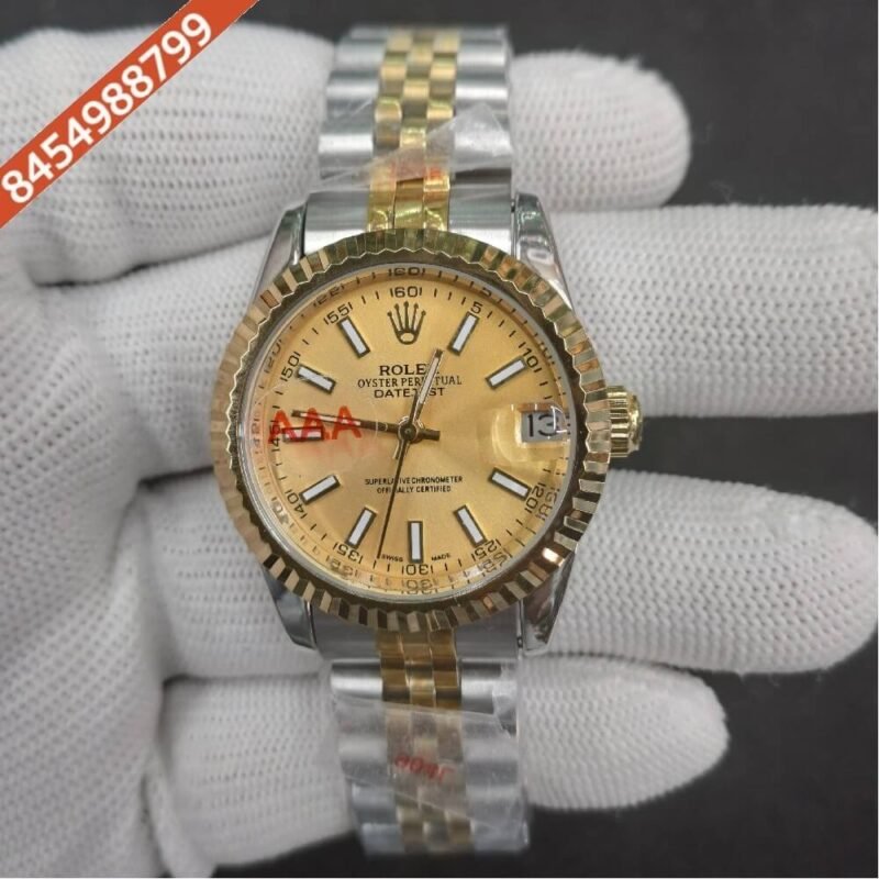 Rolex Date-Just Stick Marker Dual Tone Golden Dial Swiss Automatic Watch