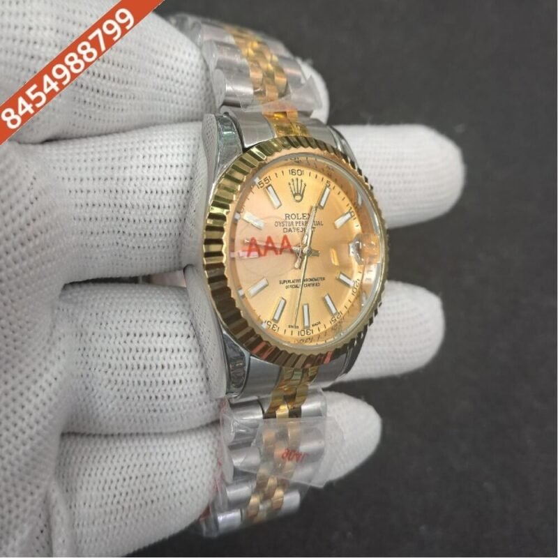 Rolex Date-Just Stick Marker Dual Tone Golden Dial Swiss Automatic Watch - Image 2