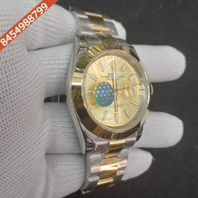 Rolex Date-Just Stick Marker Dual Tone Golden Dial Swiss Automatic Watch - Image 2