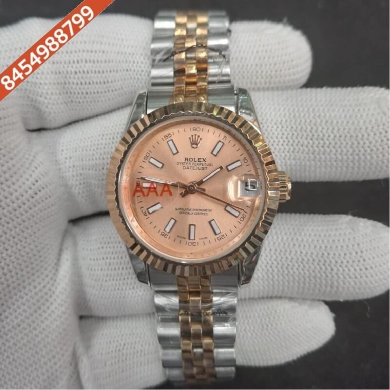 Rolex Date just Dual Tone Rose Gold Dial Swiss Automatic Watch