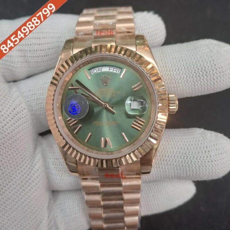 Rolex Day–Date Roman Rose Gold Green Dial Swiss Automatic Watch