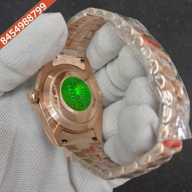 Rolex Day–Date Roman Rose Gold Green Dial Swiss Automatic Watch - Image 4