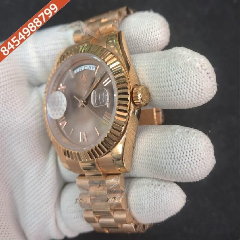 Rolex Day–Date Roman Rose Gold Brown Dial Swiss Automatic Watch - Image 3