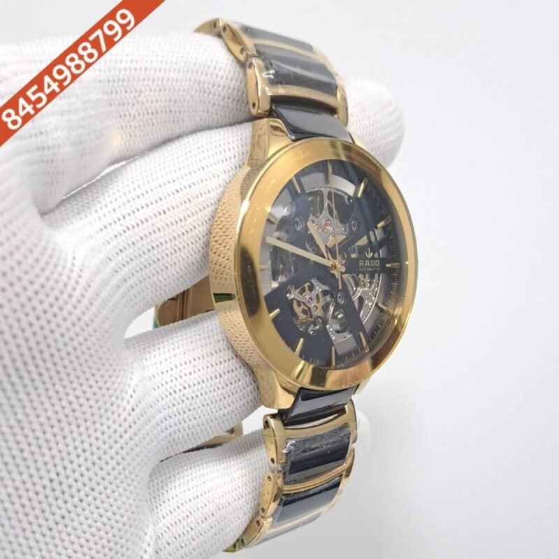 Rado Centrix Skeleton Dial Rose Gold Swiss Automatic Watch - Image 3