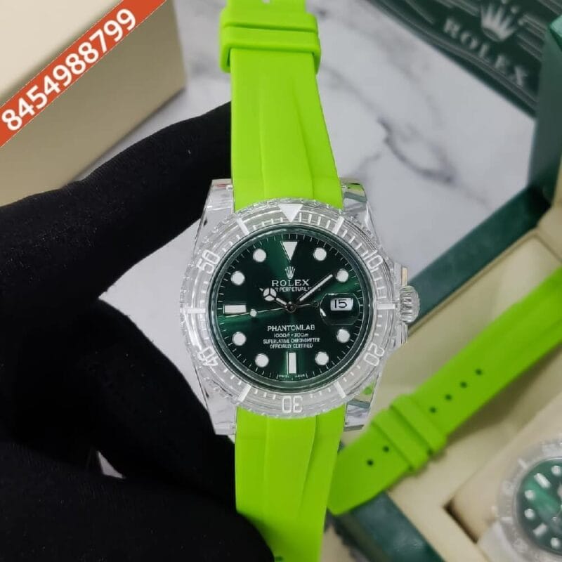 Rolex Submariner Phantomlab Green Dial Green Strap Swiss Automatic Watch