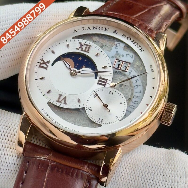 A. Lange & Shone Grand Lange 1 Moon Phase White Dial Swiss Automatic Watch - Image 2