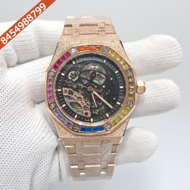 Audemars Piguet Royal Oak Skeleton Dial Rose Gold Swiss Automatic Watch - Image 3