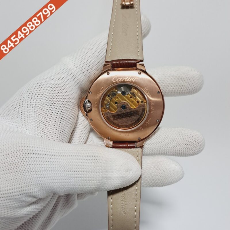 Cartier Ballon Bleu De Flying Tourbillion White Dial Brown Leather Strap Swiss Automatic Watch - Image 4