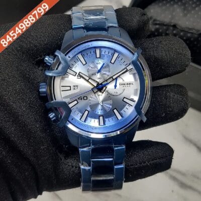 Diesel Griffed Blue Dial Stainless Steel Blue Strap Swiss Watch