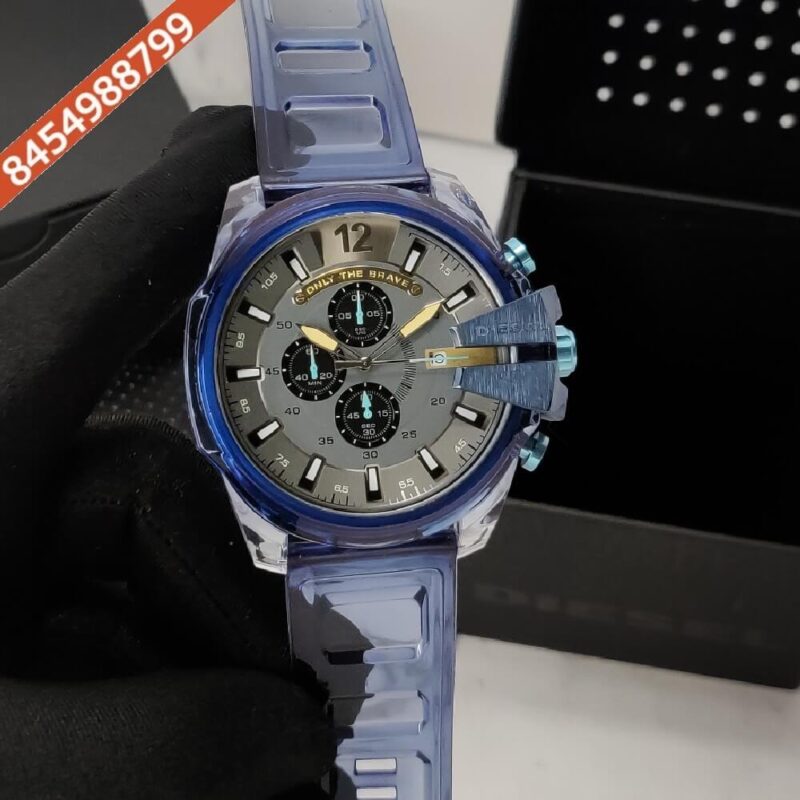 Diesel Mega Chief Grey Dial Silicon Strap Swiss Watch