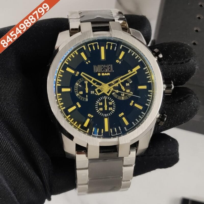 Diesel SPLIT Black Dial Dual Tone Strap Swiss Watch
