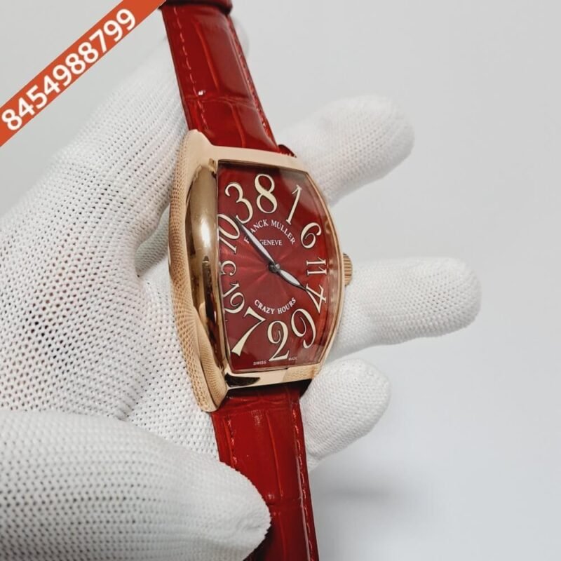 Franck Muller Crazy Hours Red Dial Leather Swiss Automatic Watch - Image 2