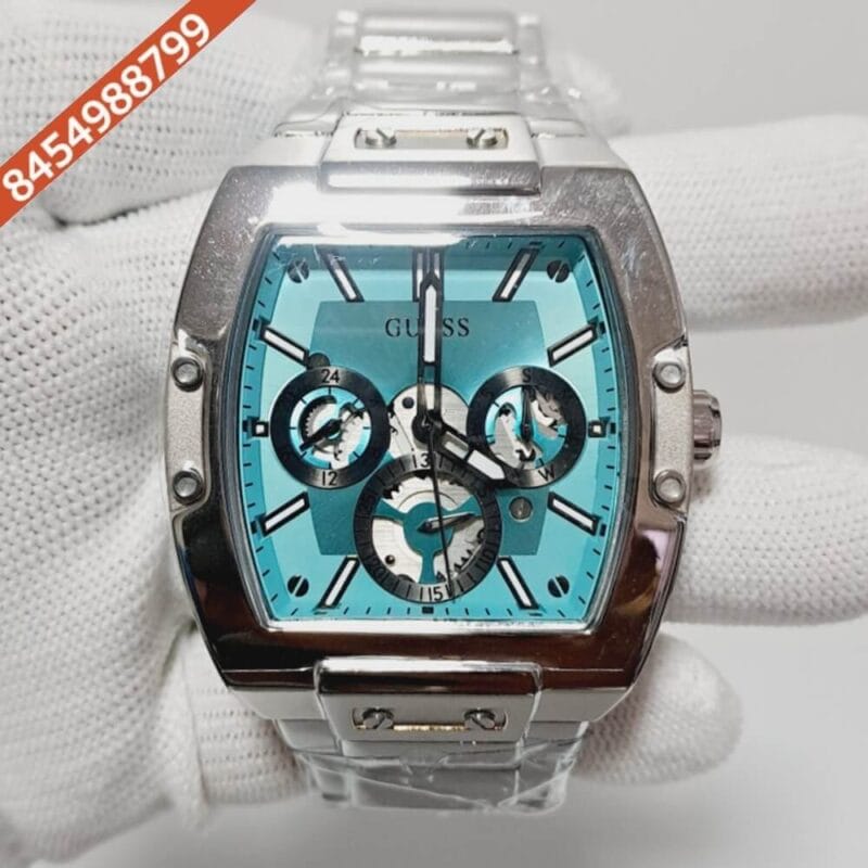 Guess Phoenix Steel Sky Blue Dial Chronograph Movement Swiss Watch