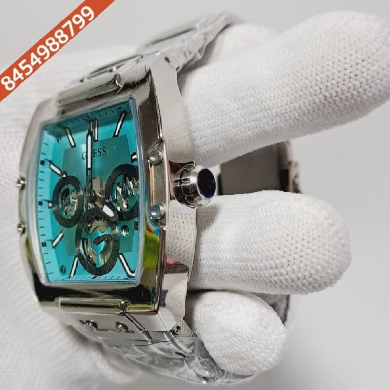 Guess Phoenix Steel Sky Blue Dial Chronograph Movement Swiss Watch - Image 3
