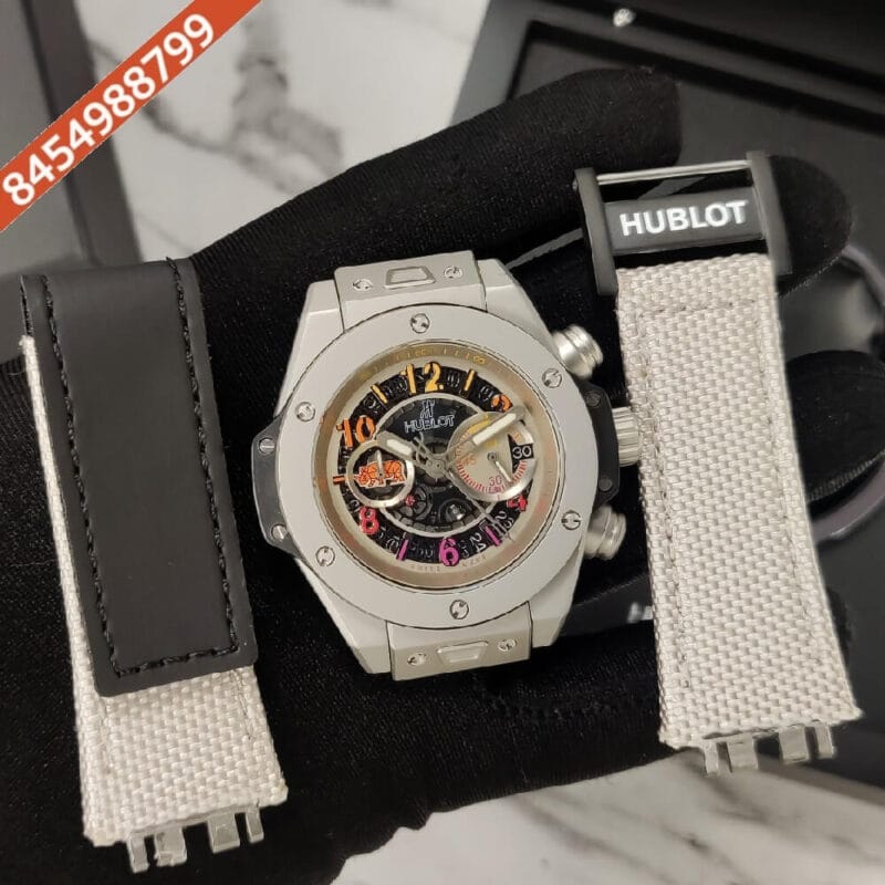Hublot Big Bang UNICO SORAI Black Dial Grey Nylon Strap Swiss Watch - Image 2