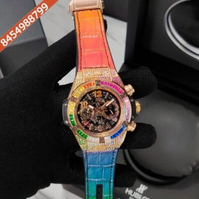 Hublot Big Bang UNICO King RAINBOW Multi-Coloured Dial Leather Strap Swiss Watch