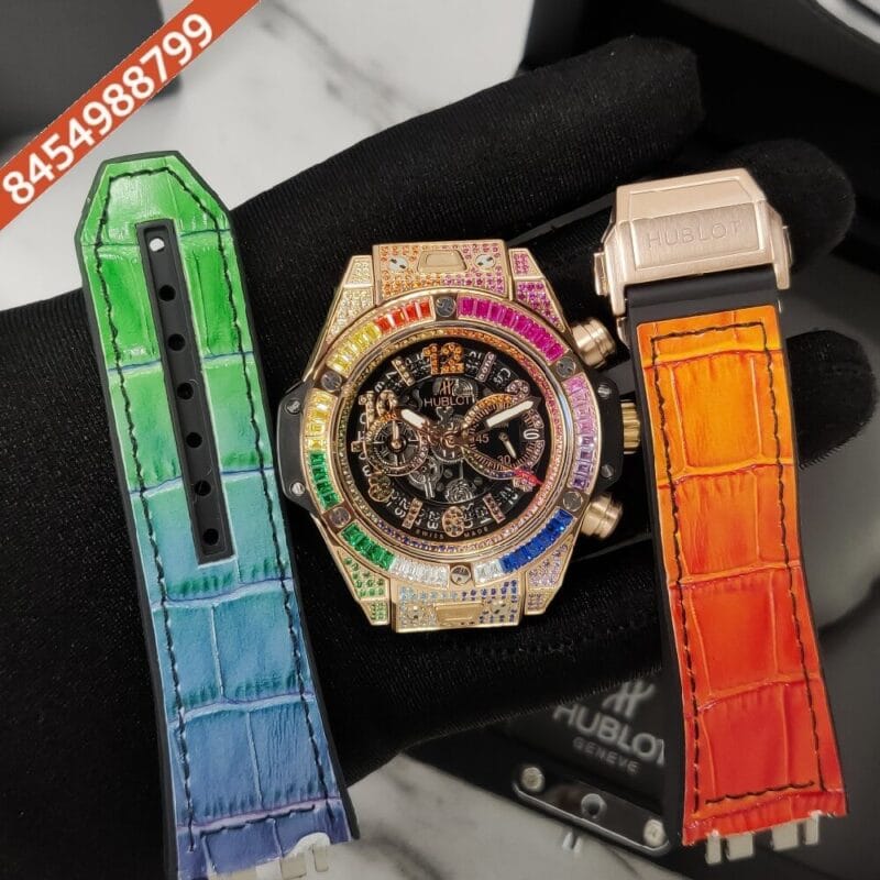 Hublot Big Bang UNICO King RAINBOW Multi-Coloured Dial Leather Strap Swiss Watch - Image 2