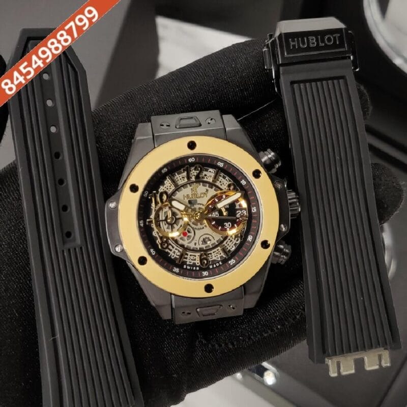 Hublot Big Bang UNICO MAGIC GOLD Black Dial Black Rubber Strap Swiss Watch - Image 2