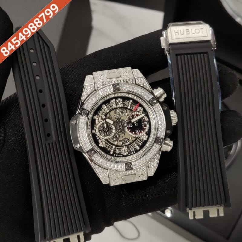 Hublot Big Bang Unico King Diamond Silver Black Rubber Strap Swiss Watch - Image 2