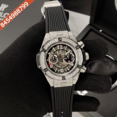 Hublot Big Bang Unico King Diamond Silver Black Rubber Strap Swiss Watch