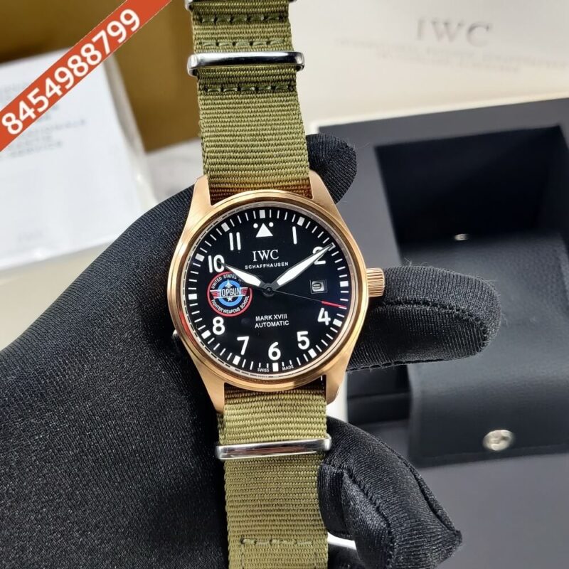 IWC Schaffhausen Pilot’s Mark XVIII Top Gun Black Dial Green Nylon Strap Automatic Watch