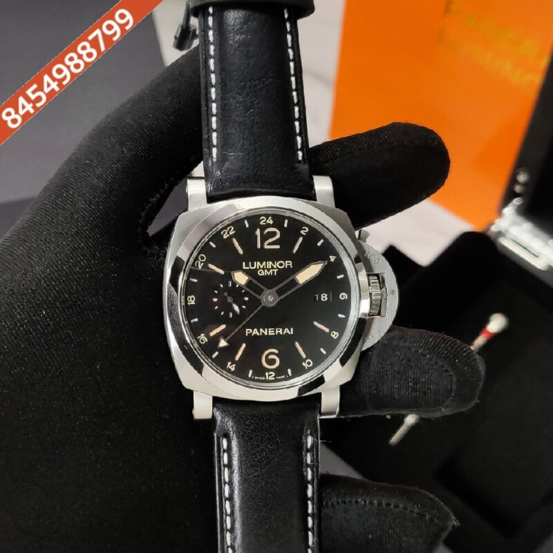 Luminor Panerai RadioMir Black Dial Stainless Steel Case Black Leather strap Automatic Watch