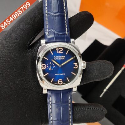 Luminor Panerai ESteel Verde Smeraldo Silver Blue Dial Swiss Automatic Watch