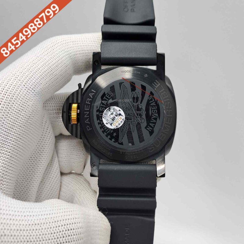 Luminor Panerai The Navy Seals Black Dial Black Rubber Strap Swiss Automatic Watch - Image 4