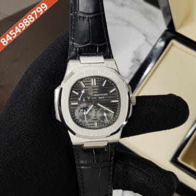Patek Philippe  Aquanaut Black Dial Black Leather Strap Auotomatic Watch
