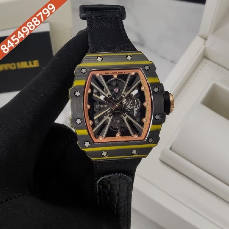 RICHARD MILLE  Carbon Skeleton Dial Carbon TPT  Case Siliocon Strap Automatic Watch